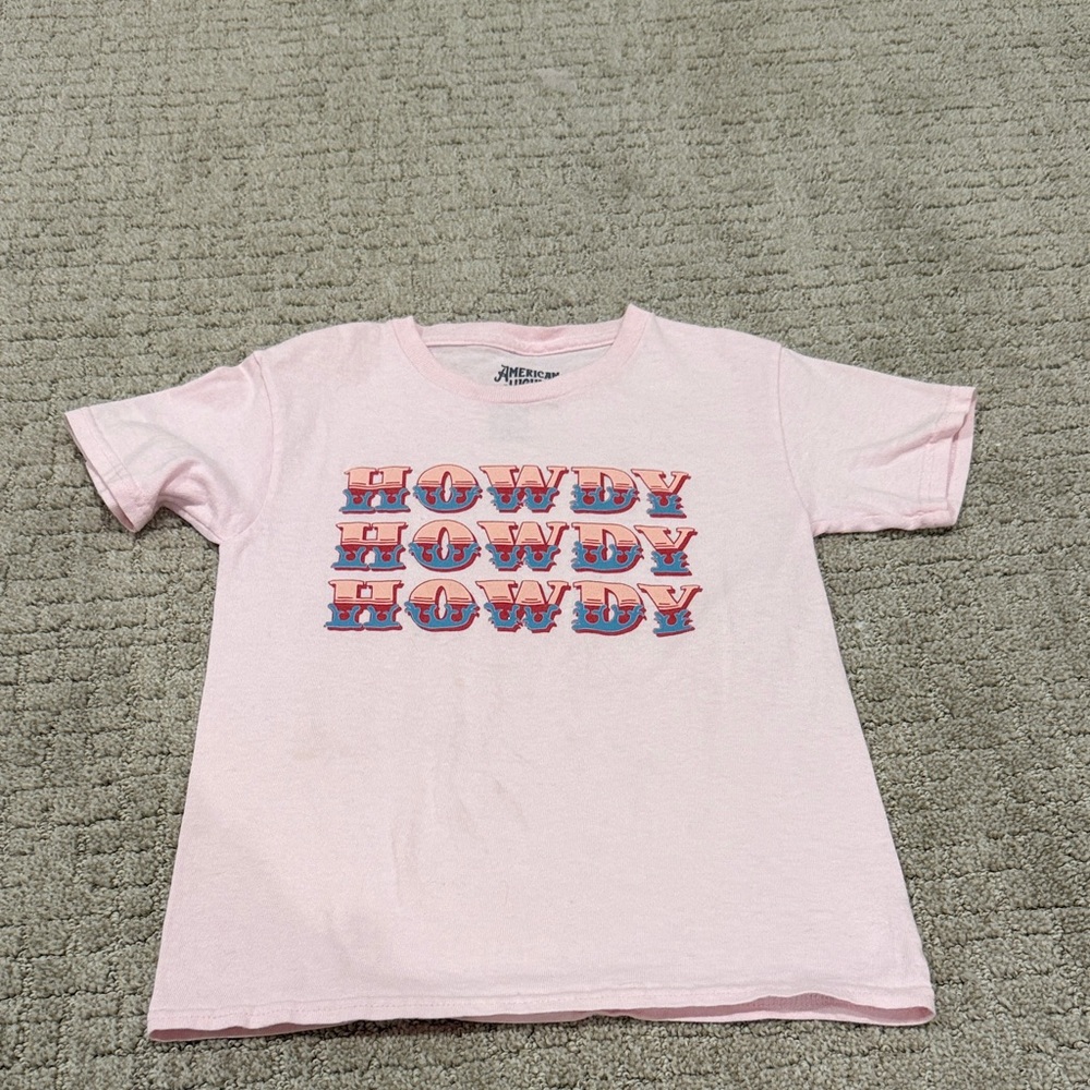 Kids Pink T-Shirt with Howdy Graphic
